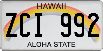 HI license plate ZCI992