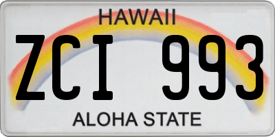 HI license plate ZCI993