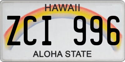 HI license plate ZCI996