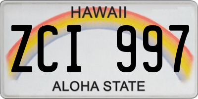 HI license plate ZCI997