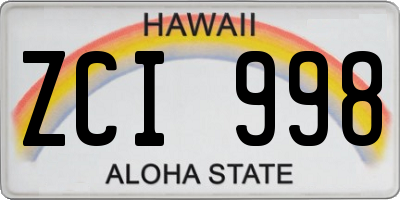 HI license plate ZCI998