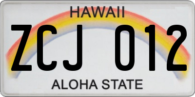 HI license plate ZCJ012