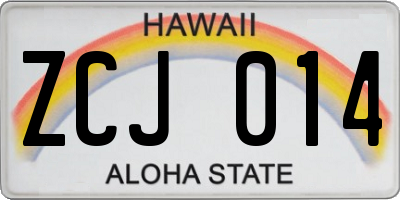 HI license plate ZCJ014