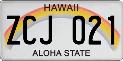 HI license plate ZCJ021