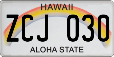 HI license plate ZCJ030