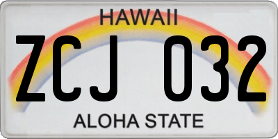 HI license plate ZCJ032