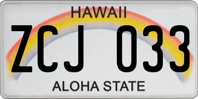 HI license plate ZCJ033