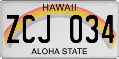 HI license plate ZCJ034