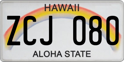 HI license plate ZCJ080