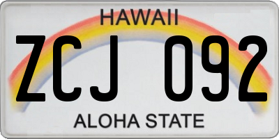HI license plate ZCJ092