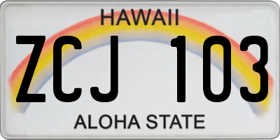 HI license plate ZCJ103