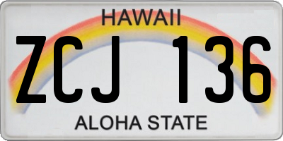 HI license plate ZCJ136