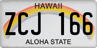 HI license plate ZCJ166