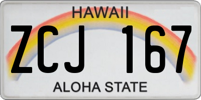 HI license plate ZCJ167