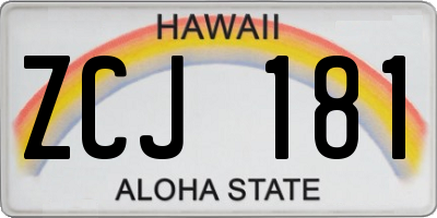 HI license plate ZCJ181