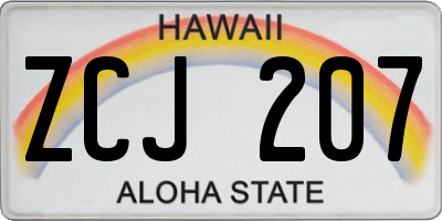 HI license plate ZCJ207