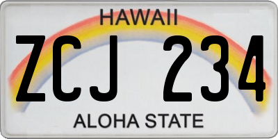 HI license plate ZCJ234