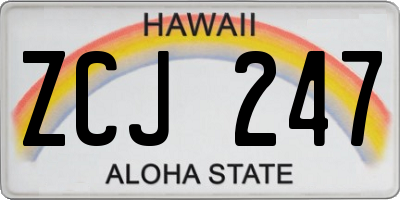 HI license plate ZCJ247