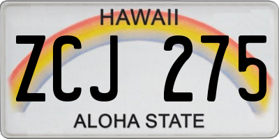 HI license plate ZCJ275