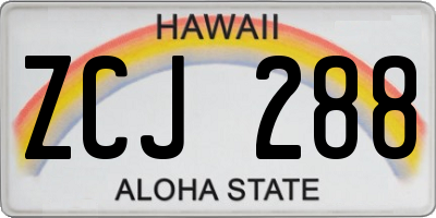 HI license plate ZCJ288