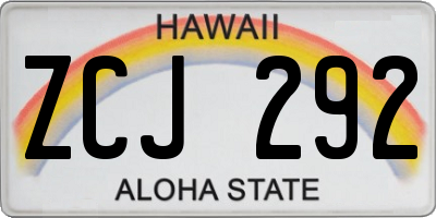 HI license plate ZCJ292