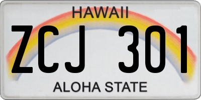 HI license plate ZCJ301