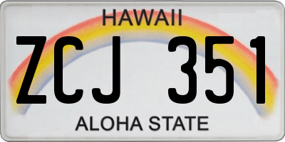 HI license plate ZCJ351