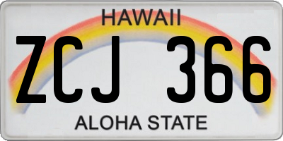 HI license plate ZCJ366