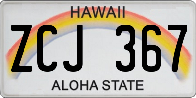 HI license plate ZCJ367