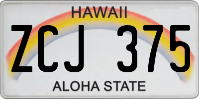 HI license plate ZCJ375
