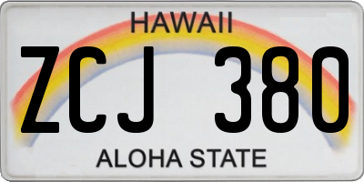 HI license plate ZCJ380