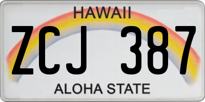 HI license plate ZCJ387