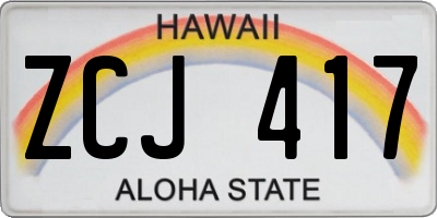 HI license plate ZCJ417
