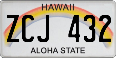 HI license plate ZCJ432