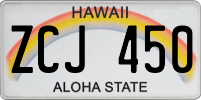 HI license plate ZCJ450