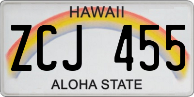 HI license plate ZCJ455
