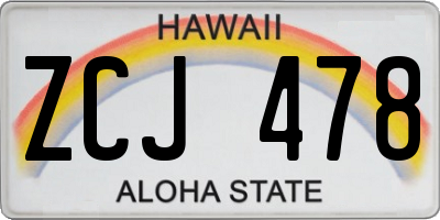 HI license plate ZCJ478