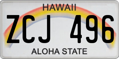 HI license plate ZCJ496