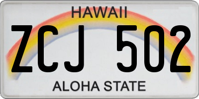 HI license plate ZCJ502