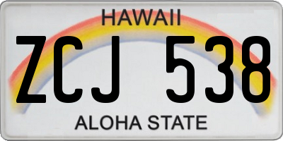 HI license plate ZCJ538