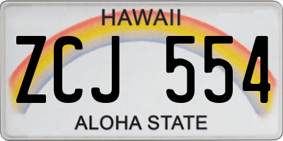 HI license plate ZCJ554