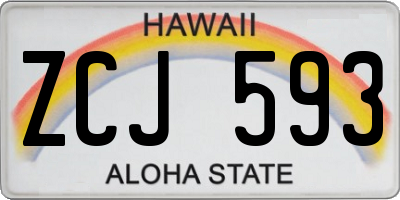 HI license plate ZCJ593