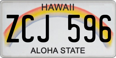 HI license plate ZCJ596