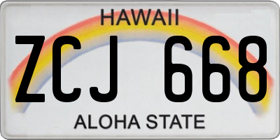 HI license plate ZCJ668
