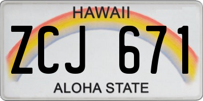 HI license plate ZCJ671