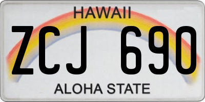 HI license plate ZCJ690