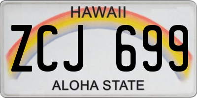 HI license plate ZCJ699