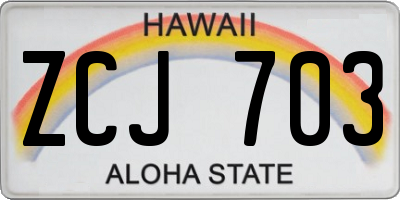 HI license plate ZCJ703