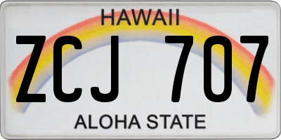 HI license plate ZCJ707
