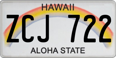 HI license plate ZCJ722